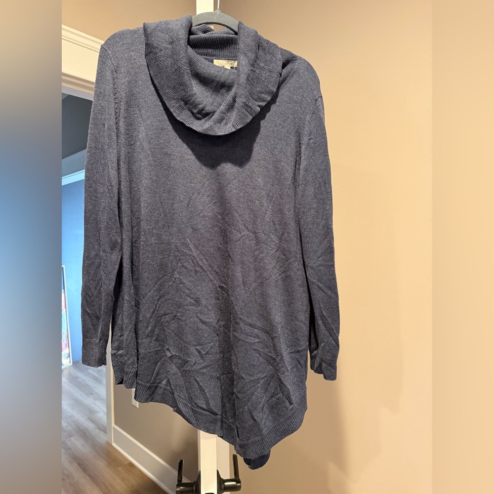 Joan Vass Deep Blue Cowl Neck Sweater
